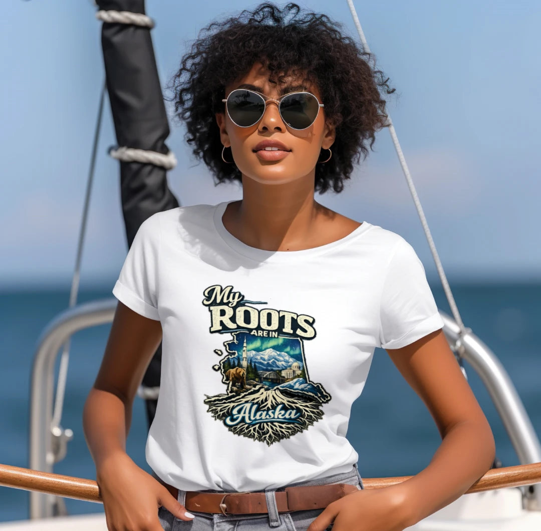 T-shirt « Mes racines sont en Alaska » – T-shirt vintage « Mountain State »