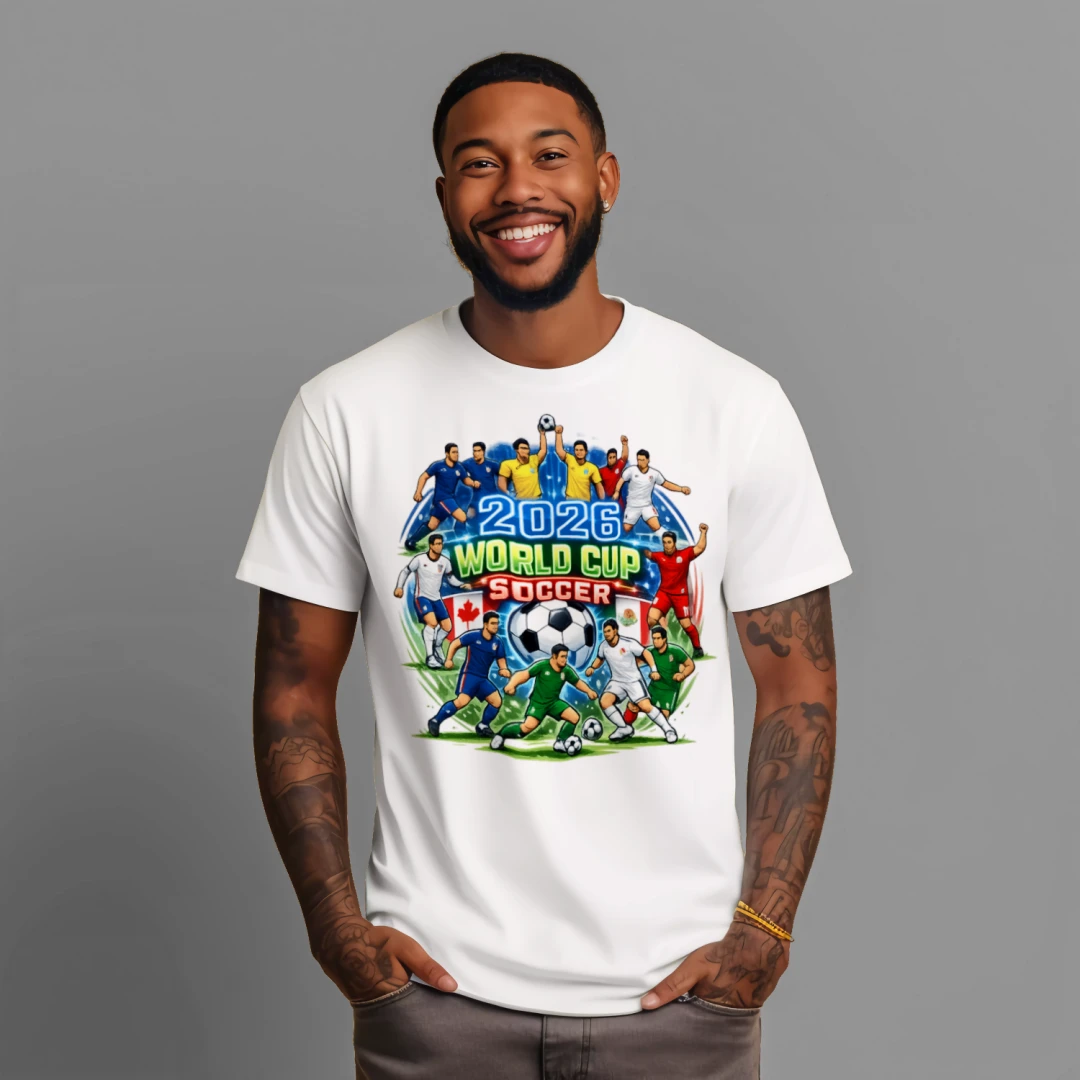 2026 World Cup Soccer Neon T‑Shirt | USA Canada Mexico Fan Tee | Bold Stadium Glow Design