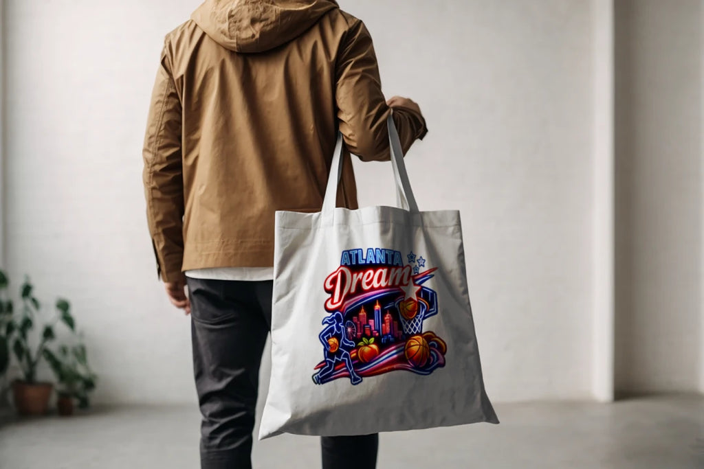 Atlanta Dream Basketball Tote Bag – Neon City Skyline Sports Fan Gift, WNBA Team Pride Carryall