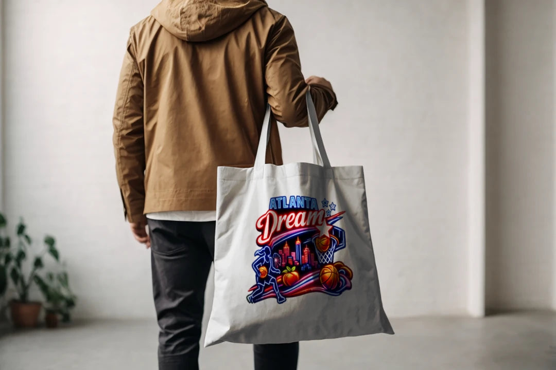 Atlanta Dream Basketball Tote Bag – Neon City Skyline Sports Fan Gift, WNBA Team Pride Carryall