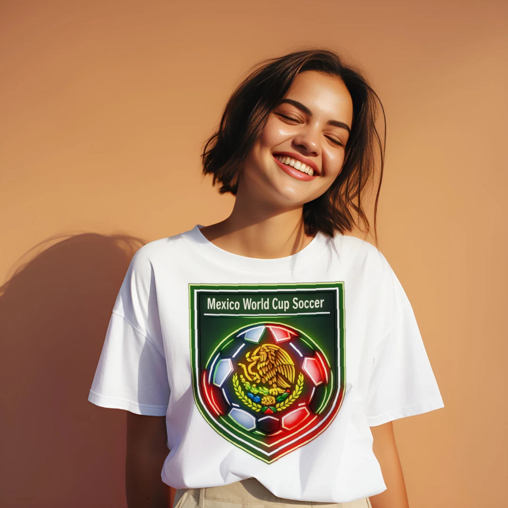 Mexico World Cup Soccer T‑Shirt | Neon Eagle Futbol Fan Tee | Mexican Pride Matchday Shirt