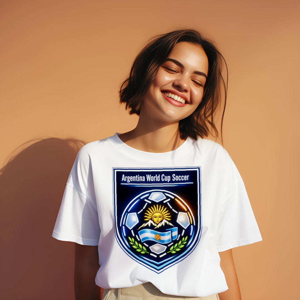 Argentina World Cup Soccer T‑Shirt • Argentina Fan Shirt • Blue White Football Tee • Sun of May Soccer Graphic • Argentina National Team Supporter