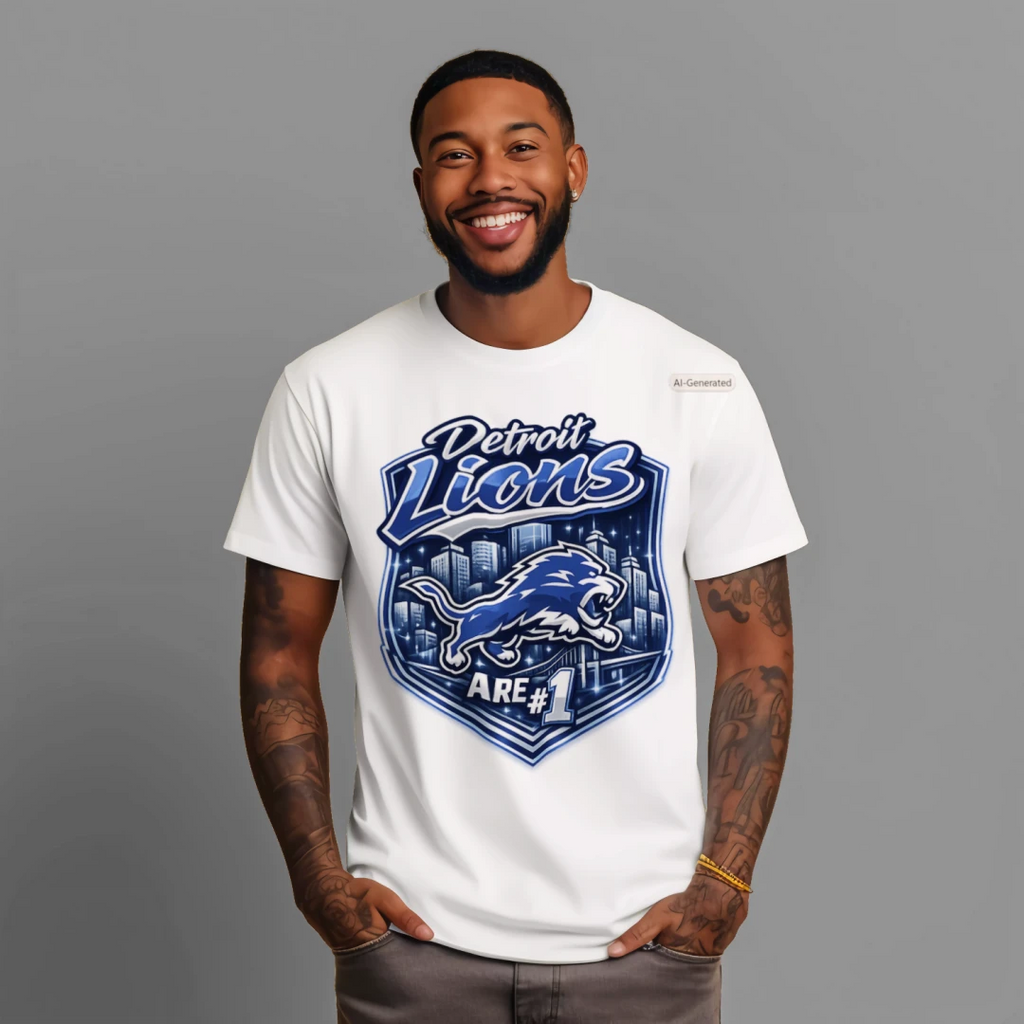 Detroit Lions Are #1 T‑Shirt | Bold Blue City Skyline Fan Tee | NFL Football Pride Shirt