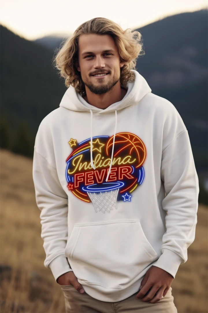 Indiana Fever Neon Basketball Hoodie – Vibrant WNBA Fan Sweatshirt, Glow Hoop Design